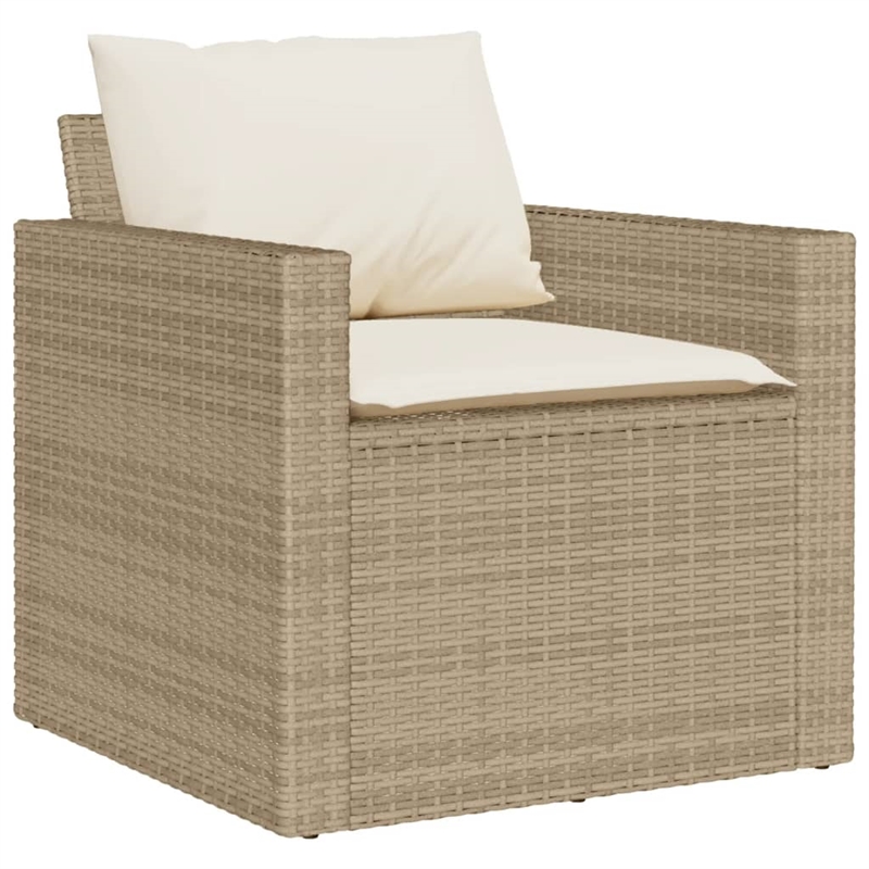 vidaXL 6 Piece Patio Sofa Set with Cushions Beige Poly Rattan
