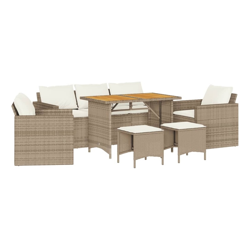 vidaXL 6 Piece Patio Sofa Set with Cushions Beige Poly Rattan