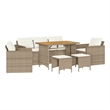 vidaXL 6 Piece Patio Sofa Set with Cushions Beige Poly Rattan