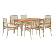 vidaXL 7 Piece Patio Dining Set with Cushions Beige Poly Rattan