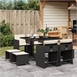 vidaXL 9 Piece Patio Dining Set with Cushions Black Poly Rattan