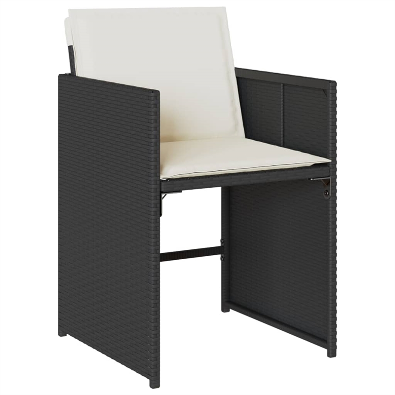 vidaXL 9 Piece Patio Dining Set with Cushions Black Poly Rattan