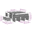 vidaXL 11 Piece Garden Dining Set with Cushions Grey Poly Rattan