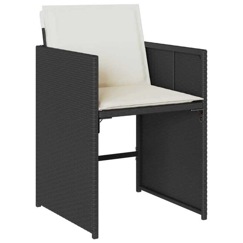 vidaXL 7 Piece Patio Dining Set with Cushions Black Poly Rattan
