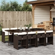 vidaXL 9 Piece Patio Dining Set with Cushions Brown Poly Rattan
