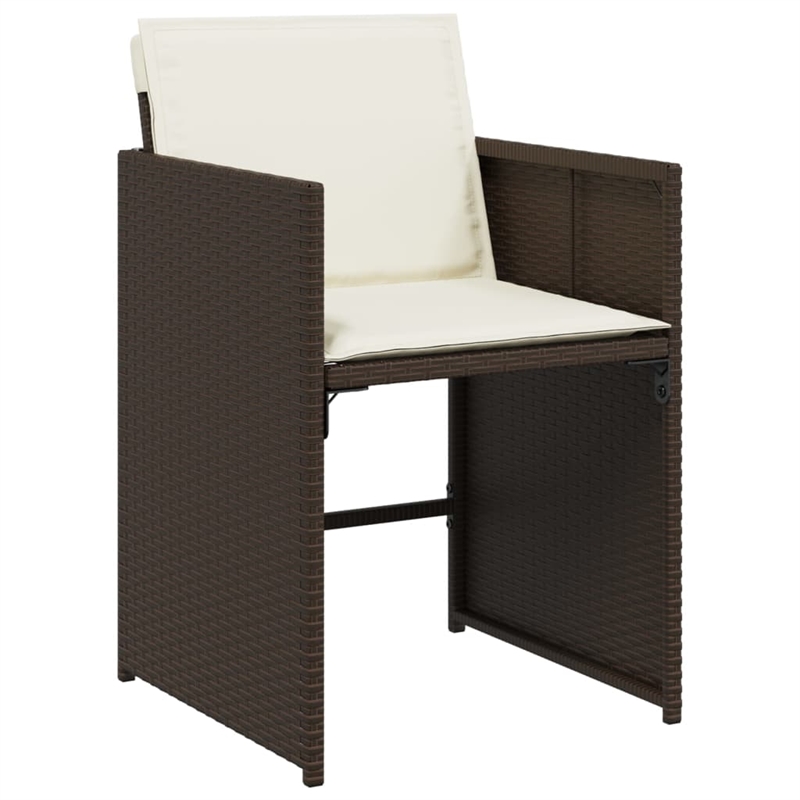 vidaXL 9 Piece Patio Dining Set with Cushions Brown Poly Rattan