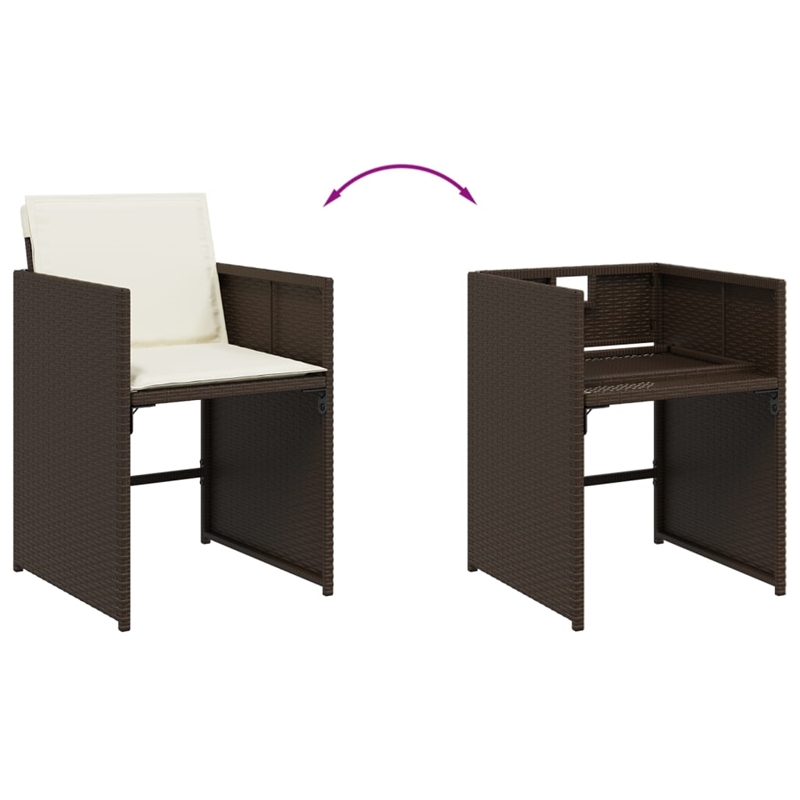 vidaXL 9 Piece Patio Dining Set with Cushions Brown Poly Rattan