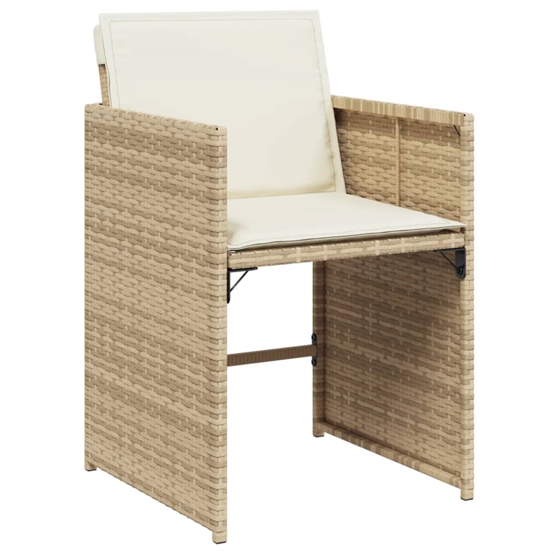 vidaXL 9 Piece Patio Dining Set with Cushions Beige Poly Rattan