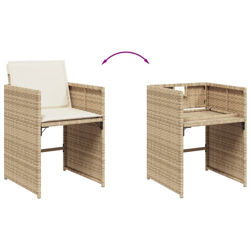 vidaXL 9 Piece Patio Dining Set with Cushions Beige Poly Rattan