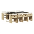 vidaXL 9 Piece Patio Dining Set with Cushions Beige Poly Rattan