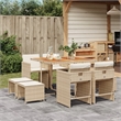 vidaXL 9 Piece Patio Dining Set with Cushions Beige Poly Rattan