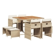 vidaXL 9 Piece Patio Dining Set with Cushions Beige Poly Rattan