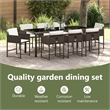 vidaXL Garden Dining Set 9 pcs Brown Poly Rattan