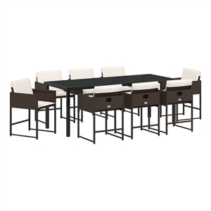 vidaXL Garden Dining Set 9 pcs Brown Poly Rattan