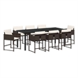 vidaXL Garden Dining Set 9 pcs Brown Poly Rattan
