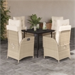vidaXL 5 Piece Patio Dining Set with Cushions Beige Poly Rattan
