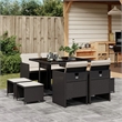 vidaXL 9 Piece Patio Dining Set with Cushions Black Poly Rattan