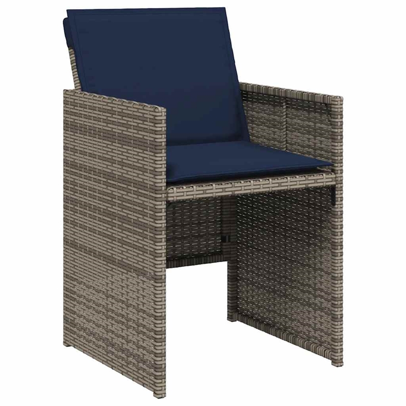 vidaXL 9 Piece Garden Dining Set with Cushions Grey Poly Rattan