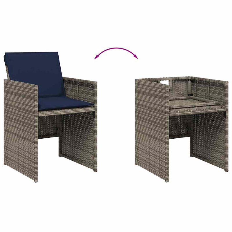 vidaXL 9 Piece Garden Dining Set with Cushions Grey Poly Rattan