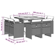 vidaXL 9 Piece Patio Dining Set with Cushions Gray Poly Rattan