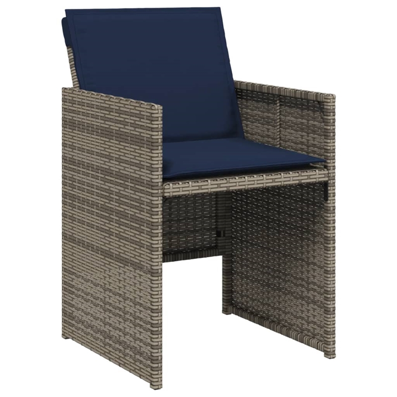 vidaXL 9 Piece Garden Dining Set with Cushions Grey Poly Rattan