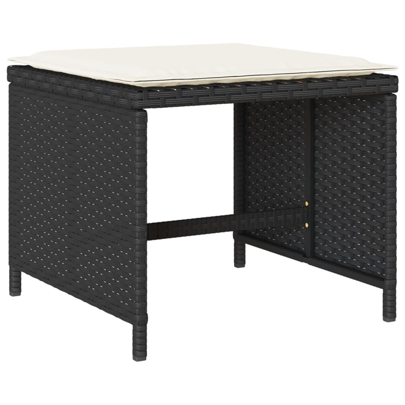 vidaXL 13 Piece Patio Dining Set with Cushions Black Poly Rattan