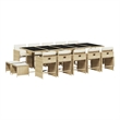 vidaXL 15 Piece Patio Dining Set with Cushions Beige Poly Rattan