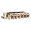 vidaXL 17 Piece Patio Dining Set with Cushions Beige Poly Rattan