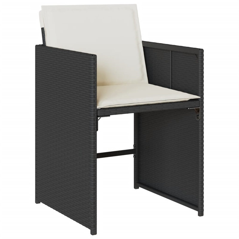 vidaXL 9 Piece Patio Dining Set with Cushions Black Poly Rattan
