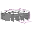 vidaXL 11 Piece Garden Dining Set with Cushions Grey Poly Rattan