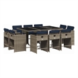 vidaXL 11 Piece Garden Dining Set with Cushions Grey Poly Rattan