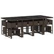 vidaXL 13 Piece Patio Dining Set with Cushions Brown Poly Rattan