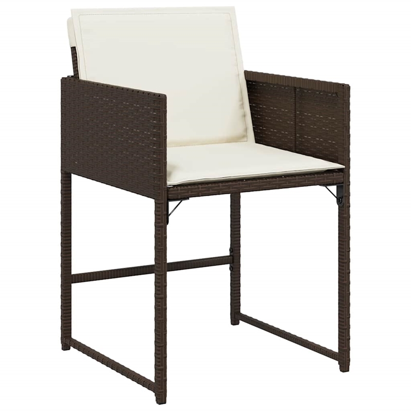 vidaXL 13 Piece Patio Dining Set with Cushions Brown Poly Rattan