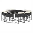 vidaXL 9 Piece Patio Dining Set with Cushions Black Poly Rattan