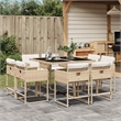 vidaXL 9 Piece Patio Dining Set with Cushions Beige Poly Rattan