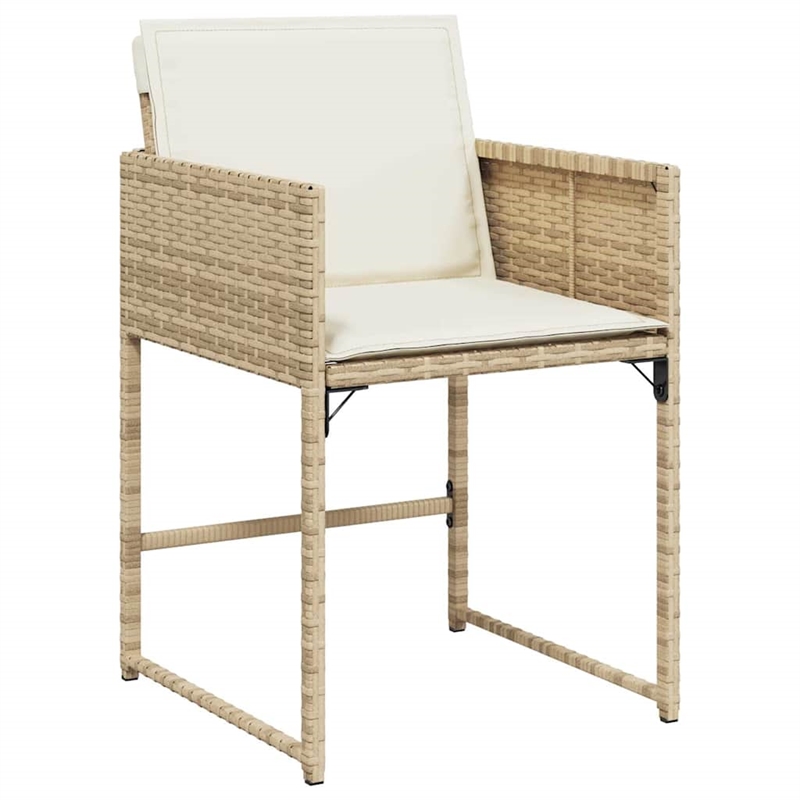 vidaXL 9 Piece Patio Dining Set with Cushions Beige Poly Rattan