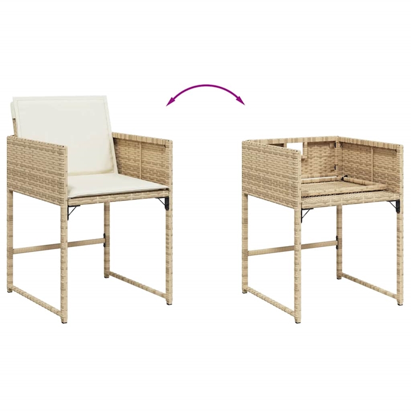 vidaXL 9 Piece Patio Dining Set with Cushions Beige Poly Rattan
