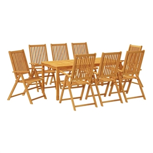 vidaXL 9 Piece Patio Dining Set 70.9&quotx35.4&quotx29.5&quot Solid Wood Acacia