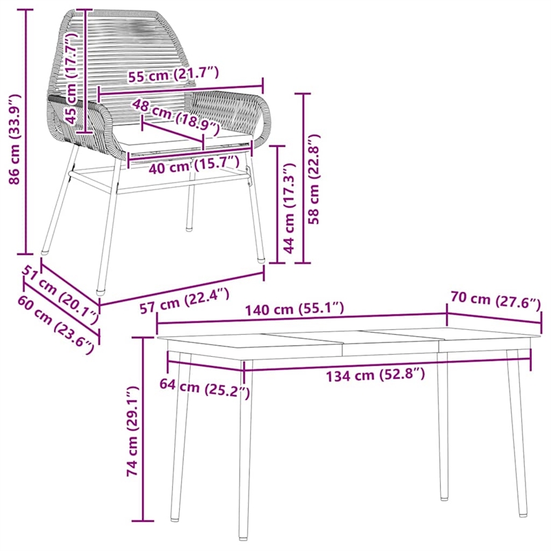 vidaXL 5 Piece Patio Dining Set with Cushions Black Poly Rattan Glass