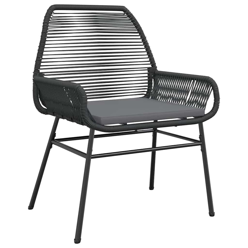 vidaXL 5 Piece Patio Dining Set with Cushions Black Poly Rattan Glass