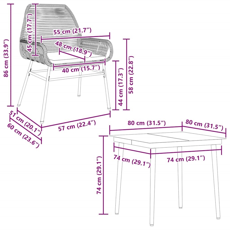 vidaXL 5 Piece Patio Dining Set with Cushions Gray Poly Rattan Glass