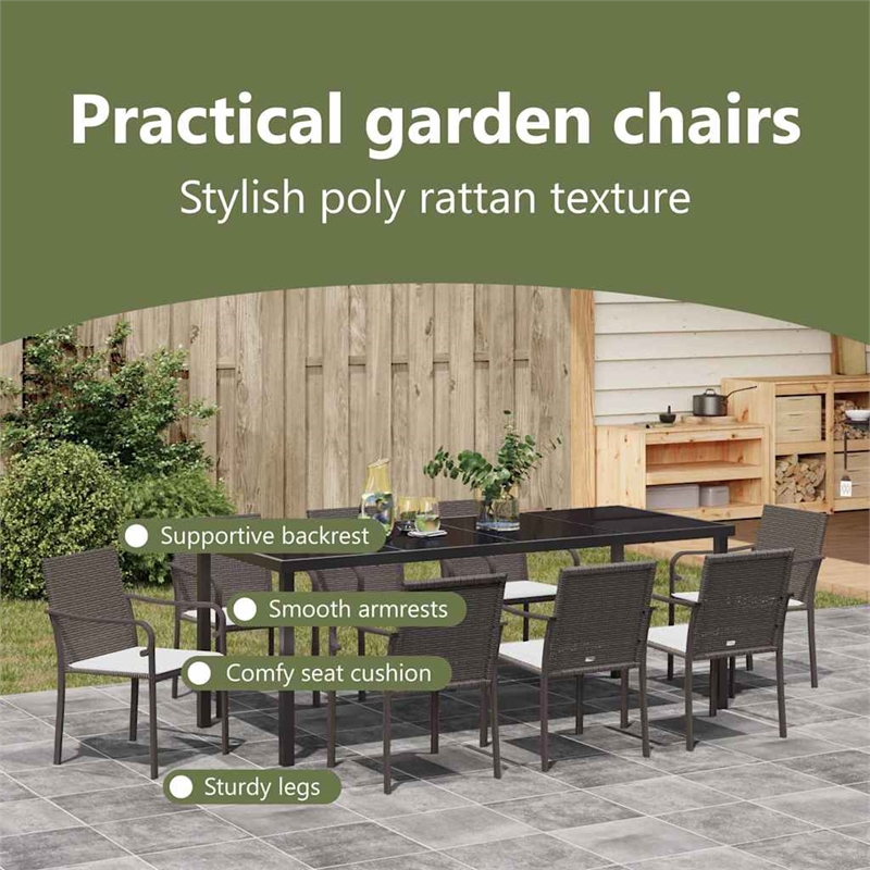 vidaXL Garden Dining Set 9 pcs Brown and Black PE Rattan