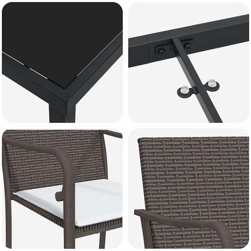 vidaXL Garden Dining Set 9 pcs Brown and Black PE Rattan