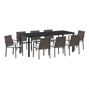 vidaXL Garden Dining Set 9 pcs Brown and Black PE Rattan