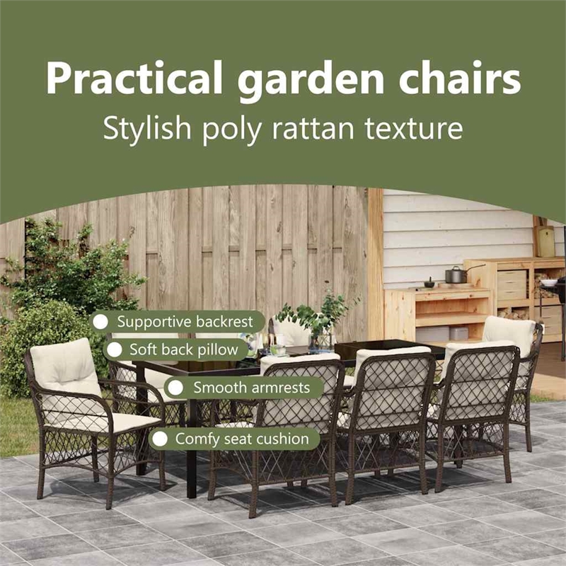 vidaXL Garden Dining Set 9 pcs Brown Poly Rattan