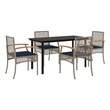 vidaXL 5 Piece Patio Dining Set with Cushions Gray Poly Rattan