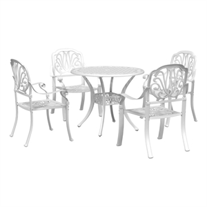 vidaXL 5 Piece Patio Dining Set White Cast Aluminum