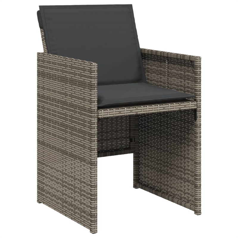 vidaXL 7 Piece Patio Dining Set with Cushions Gray Poly Rattan