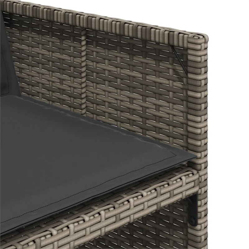 vidaXL 7 Piece Patio Dining Set with Cushions Gray Poly Rattan