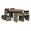 vidaXL 9 Piece Patio Dining Set with Cushions Gray Poly Rattan
